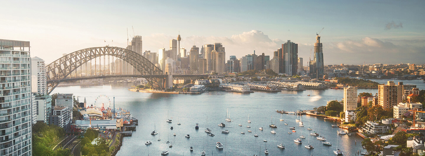 Sydney Harbour Bridge and Sydney CBD from above