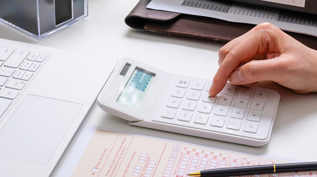 calculator being used